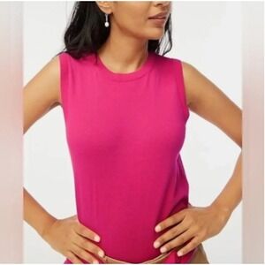 J Crew Classic Shell Sweater Women Size M Pink Sleeveless Cotton Knit BO375